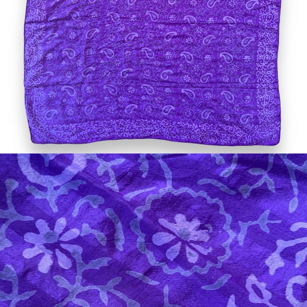 Vintage Large Indian Cotton/Silk Scarf Block Print